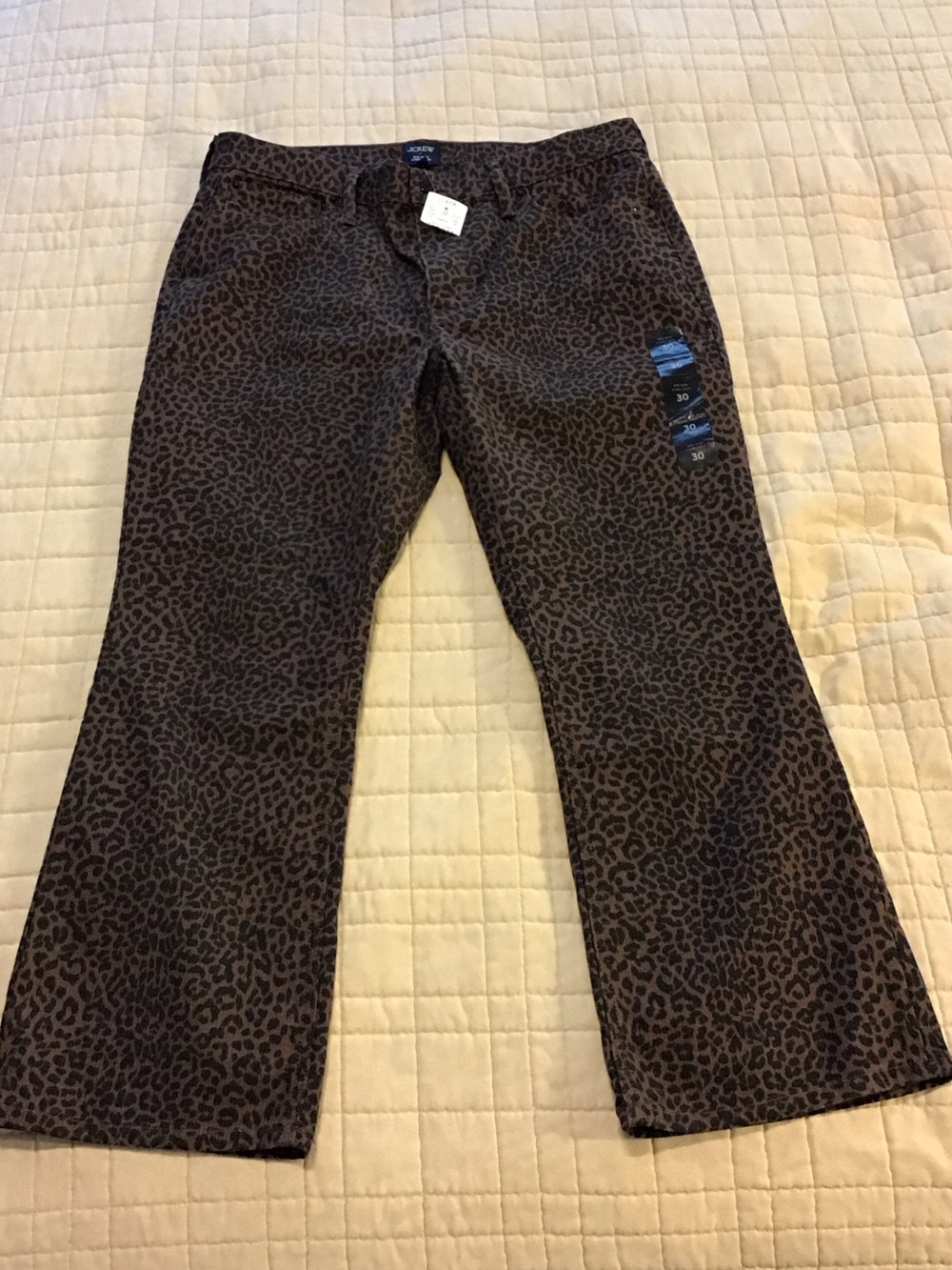 J. Crew Leopard-Print Wide Leg Jeans - Brown/Black